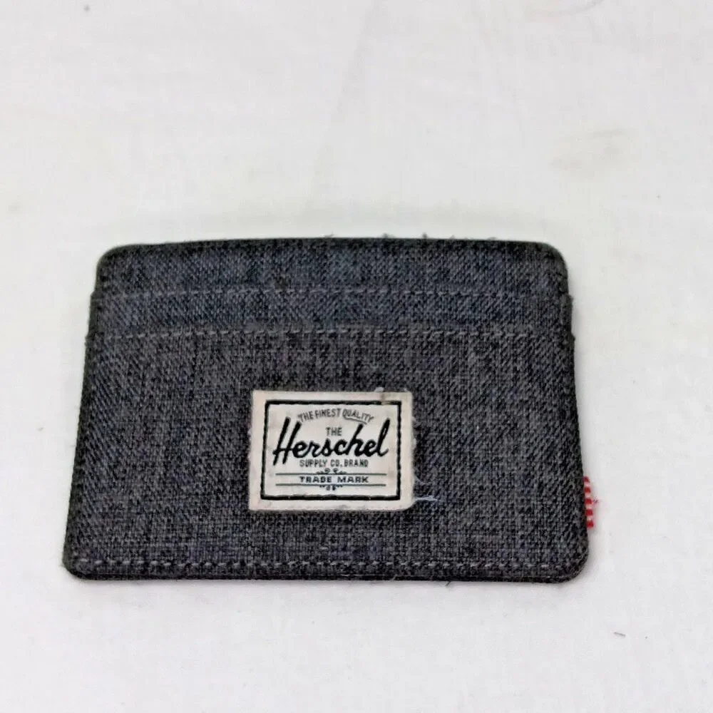 Herschel Supply Company Charlie Wallet Black Crosshatch Grey Twill Card Holder